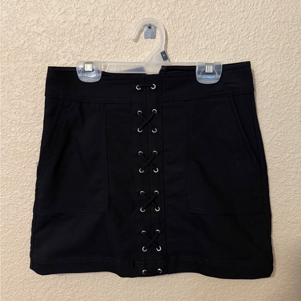 Express Black Lace-Up Mini Skirt